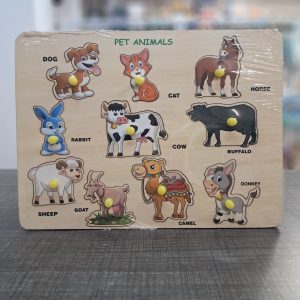 Wooden Peg Board - Pet Animals