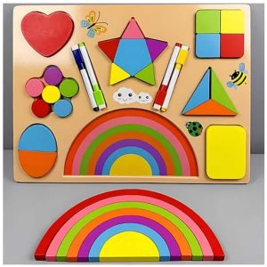 Colourful Wooden Shape Puzzle Learning Board