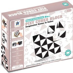 Magnetic Building Blocks Pixy Cubes Block (Black and White)