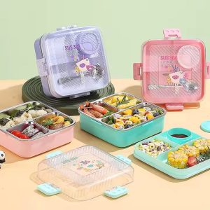 Stainless Steel Bento Lunch Box with Cartoon Printed