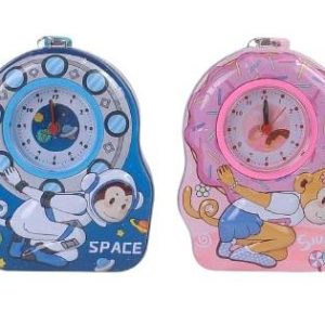 Metal Piggy Bank with Clock